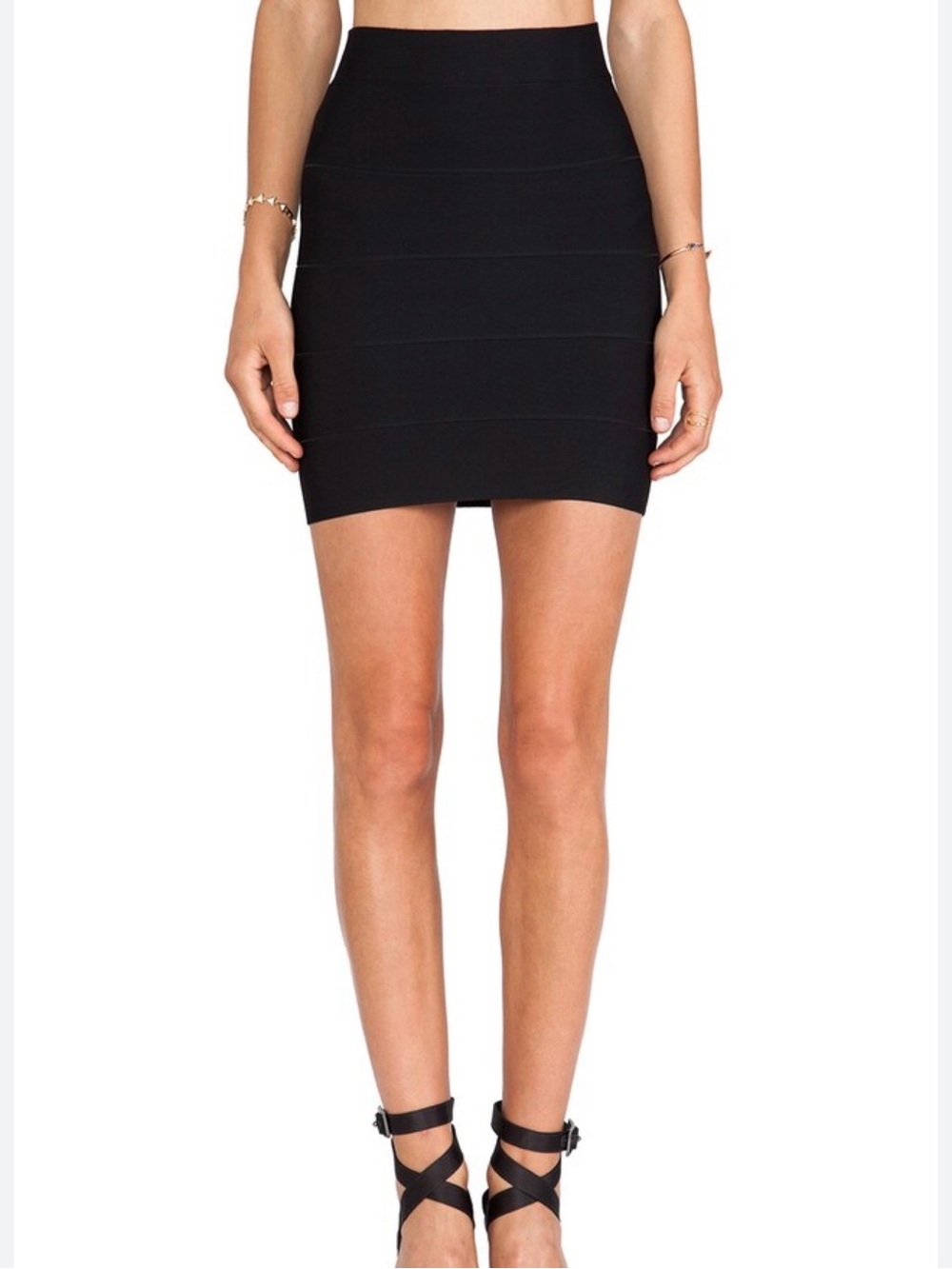 BCBGMaxAzria Black Horizontal Panel Pencil Skirt